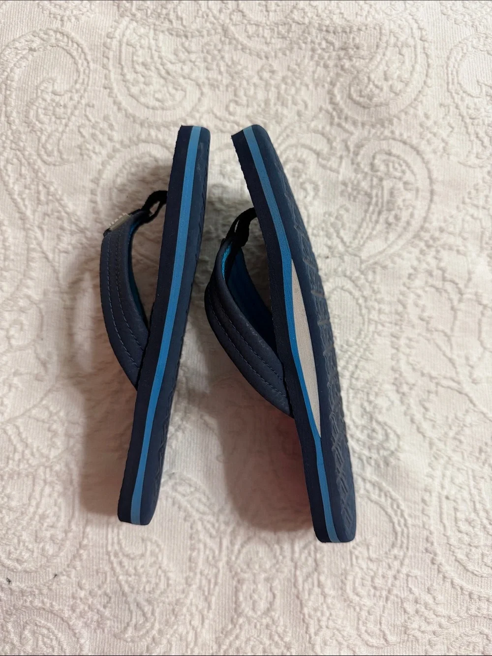 Reef Kids Print Flip Flops Size 2-3 (Big Kids) Blue Wave Design
